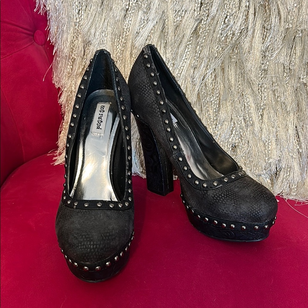 Black Studded Platform High Heels